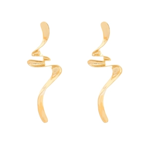 Retro Spiral Twisted Dangle Earrings Zinc Alloy Gold Textured With Stainless Steel Earring Post Vintage Women Fashion Jewelry