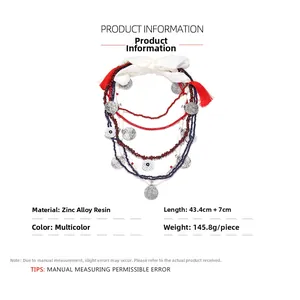 Macro view of handcrafted multi-strand waterfall beaded necklace with resin details