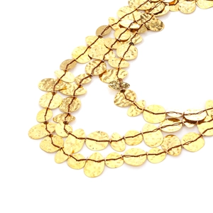 Layered gold metal disc fringe necklace with bohemian style hammered texture surface