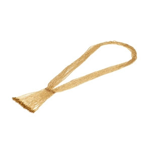 Exquisite multi-layer beaded fringe necklace with golden beads and amber accents