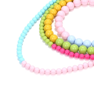Colorful multi-layer beaded necklace featuring vibrant waterfall style macaron bead strands