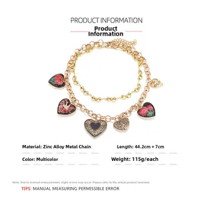 Détails du collier à pendentifs cœur multicouches avec dimensions et matériaux