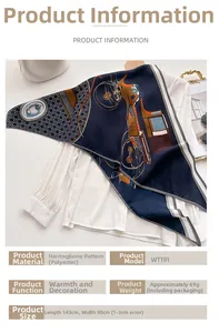 Detail of herringbone velvet scarf with vintage carriage pattern and specifications