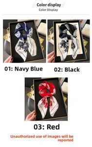 Detailed view of square silk scarf featuring vibrant rose floral print in navy and red