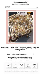 Détail d'un foulard en satin 70x70cm avec motif paisley et texture soyeuse