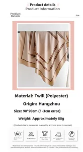 Specifiche del foulard quadrato in twill 90cm con stampa geometrica e istruzioni di lavaggio