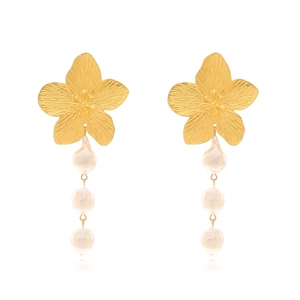 Boucles D'oreilles Pendantes Fleur En Alliage Avec Gland De Künstliche Perles D'imitation Tige En Acier Inoxydable Élégant Vintage Style Français Femmes