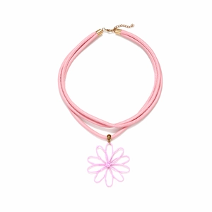 Collier Pendentif Fleur Multicouche Cordon PU Ras Du Cou Émail Floral Rétro Pour Femmes Bijoux Marguerite