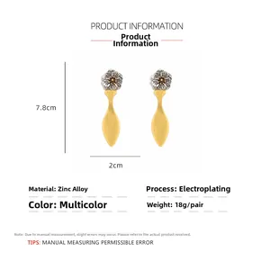 Detail view of drop earrings showing size dimensions and silver floral design features