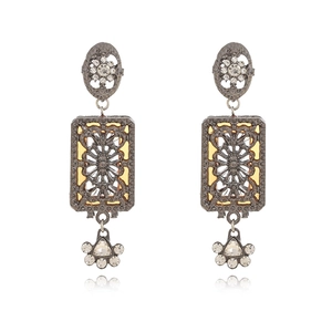 Retro Baroque Geometric Drop Earrings Zinc Alloy Resin Rhinestone With Stainless Steel Earring Post Vintage Palace Women