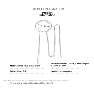 Spécifications de taille du tour de cou métallique avec détails de longues franges