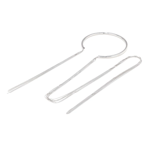 Set d'épingle à cheveux minimaliste argentée à pompons longs et pince à cheveux en U