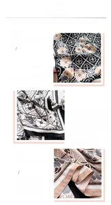 Detailed view of floral pattern and fine twill texture on a beige silk scarf