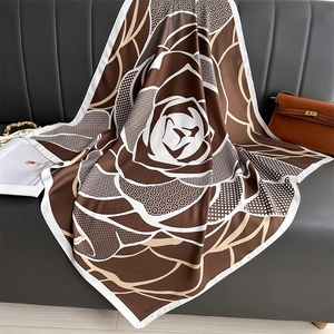 Grand Foulard Carré Femmes Satin De Satin Châle Imprimé Floral Géométrique Élégant Mode Foulard Vintage