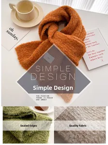 Detailed macro view of high-quality knit texture and woven label on a winter scarf