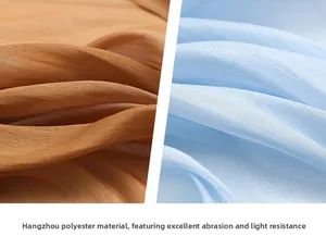 Detail of durable polyester fabric in brown and blue with high light resistance texture