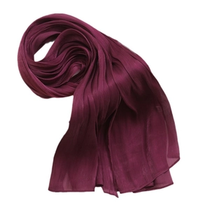 Solid plum purple pleated scarf with lightweight texture for sun protection and warmth