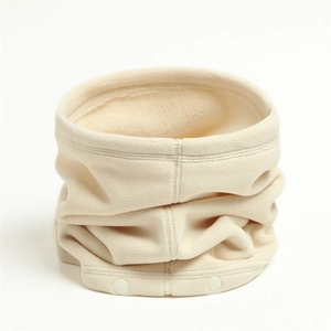 Cache-cou épais en polaire beige avec boutons pour le cyclisme et les sports d'hiver