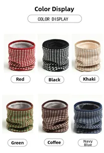 Color options of houndstooth knit neck warmers with thick fleece lining for winter