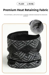 Detailed close-up of thick plush lining and soft knitted texture for winter neck warmer
