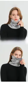 Detail view of winter knit neck warmer with thick faux fur lining for thermal comfort
