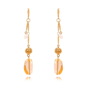 Boucles D'oreilles Pendantes Longues Élégantes Rétro Avec Pendentif En Résine Transparente Ambre Et Bijoux En Alliage De Künstliche Perles Similées Pour Femmes