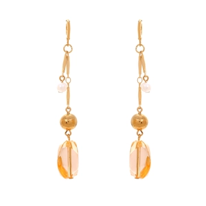 Boucles d'oreilles pendantes géométriques en résine avec chaînes dorées et perles pour femme