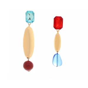 Boucles d'oreilles géométriques asymétriques avec pendentifs en résine colorée