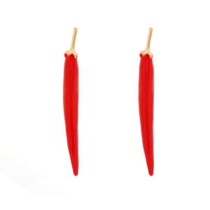 Boucles D'oreilles Pendantes Créatives En Forme De Piment Alliage Émail Long Bijoux Mode Femmes Avec Tige En Acier Inoxydable