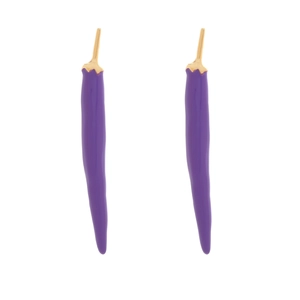 Boucles d'oreilles pendantes piment violet avec tiges dorées pour un look tendance