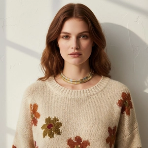 Collier Ras Du Cou Géométrique En Métal À Double Couche Tons Or Et Argent Bijoux De Mode Faits À La Main Pour Femmes