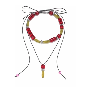 Handmade Bohemian Beaded Necklace Resin Geometric Alloy Flower Spacer Adjustable Wax Cord Ethnic Heart Pendant Women