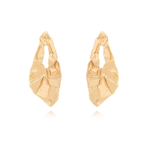 Abstract Irregular Geometric Hollow Out Crumpled Texture Alloy Statement Earrings With Stainless Steel Earring Post