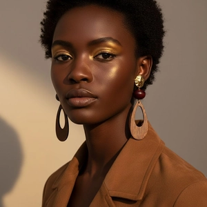 Bohemian Wood Drop Earrings Hollow Waterdrop Geometric Vintage Alloy Jewelry With Stainless Steel Earring Post For Women