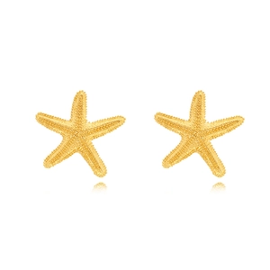 Boucles D'oreilles Étoile De Mer En Alliage Doré Avec Tige En Acier Inoxydable Style Vacances À La Plage Bijoux Pour Femmes