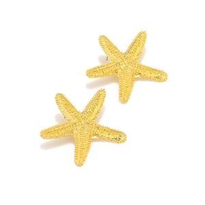 Boucles d'oreilles puces étoile de mer en alliage doré avec surface texturée