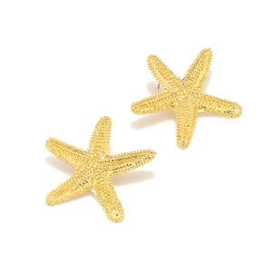 Boucles d'oreilles étoiles de mer dorées texturées pour un style de plage élégant