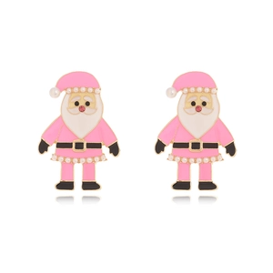 Orecchini In Lega Smaltata Di Babbo Natale Con Künstliche Perle Di Imitazione E Perno In Acciaio Inossidabile Per Natale