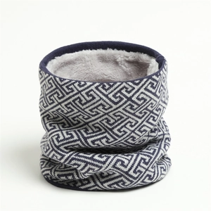 Winter Strick Halswärmer Geometrisches Muster Dickes Plüschfutter Infinity Schal Kälteschutz Schlauchschal Unisex Outdoor