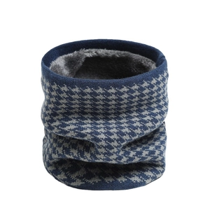 Winter houndstooth knit neck warmer with thick warm fleece lining for men and women