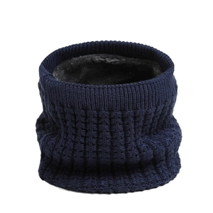 Scaldacollo invernale in maglia blu scuro con spessa fodera in pile per uomo e donna