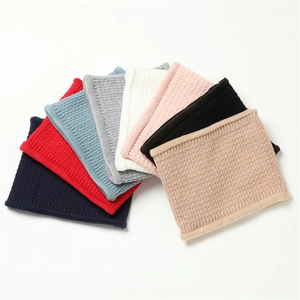 Plush waffle knit neck warmer in 8 colors including black, beige, and navy blue