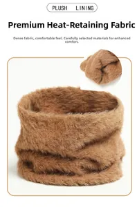 Vue détaillée de la doublure pelucheuse du tour de cou en fausse fourrure marron chaud