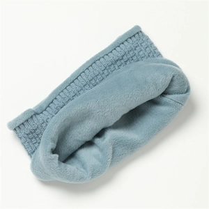 Detail of the thick fleece lining and ribbed knit texture on this warm winter neck warmer