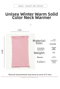 Detailansicht der rosa Strick-Halswärmer mit 40x20cm Maßen und 100% Polyester-Angaben