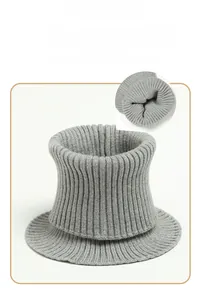 Detailed view of the thick plush lining and vertical knit texture of the thermal neck gaiter