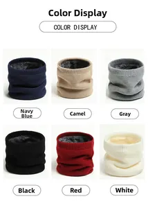 Detailed color display of winter fleece-lined knit neck warmers in six versatile colors