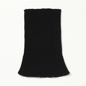 Close-up of black ribbed knit texture on a stretchy windproof winter neck warmer