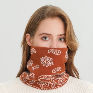 Tour De Cou Hiver Paisley Tricoté Thermique Doublure Polaire Snood Guêtre Épaissi Chaleur Extérieure Pour Hommes Femmes