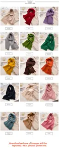 Collage of knit fringe scarves in 15 vibrant colors with soft handmade leather tags